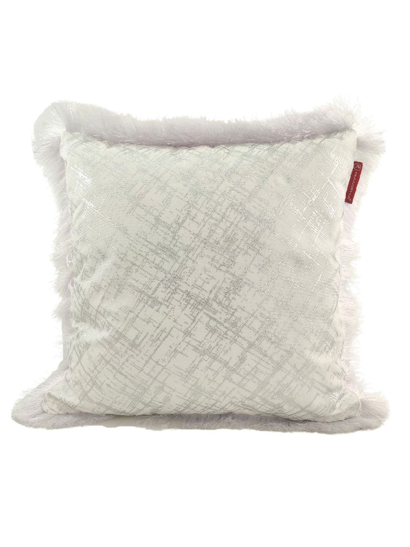 White & Silver Polyester Cushion CS-122
