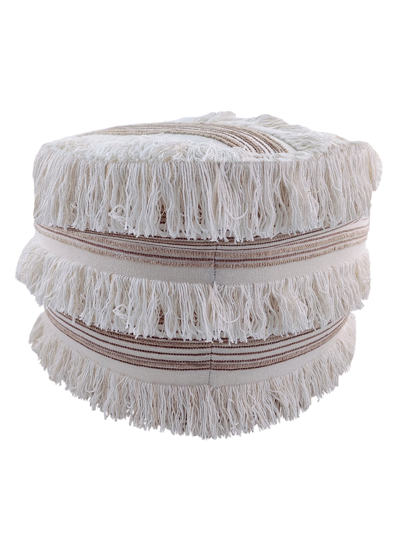 Cotton Boho Pouf With Fringes PF-067