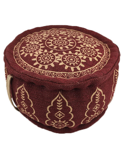 Red Color Jute Pouf With Handle PF-059