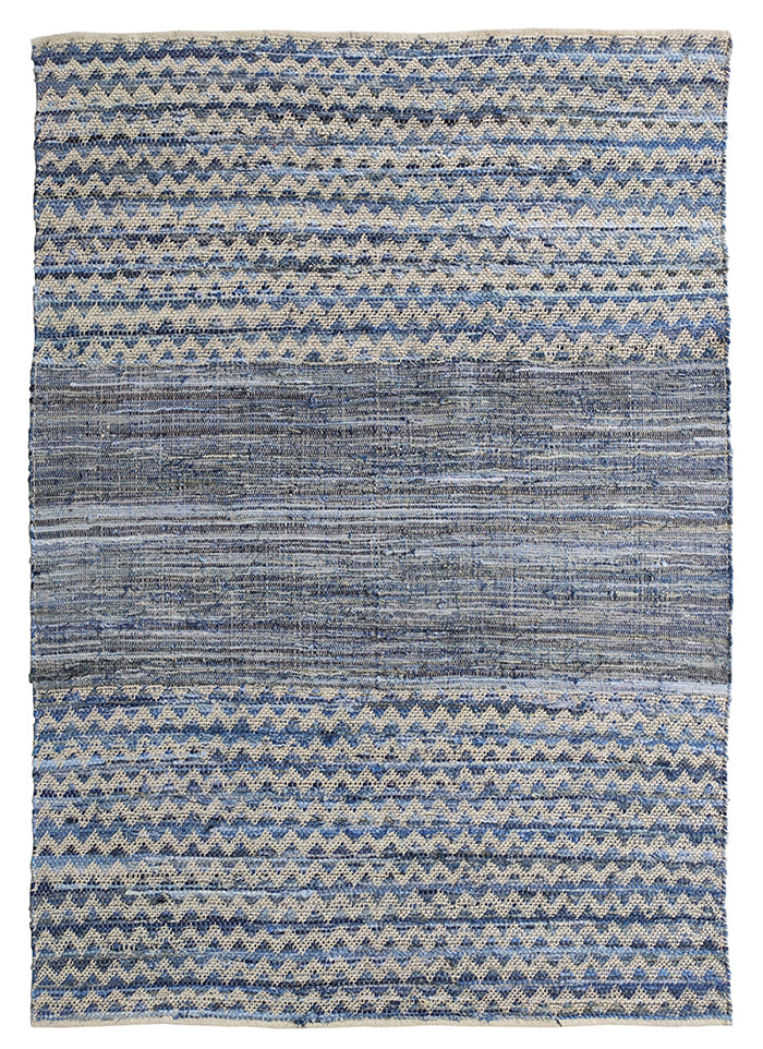 Elevate Your Space with a Handmade Blue Denim & Cotton Woven Rug