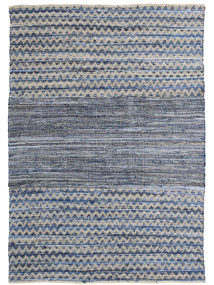 Elevate Your Space with a Handmade Blue Denim & Cotton Woven Rug