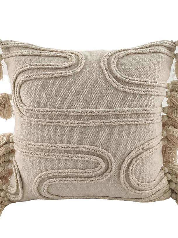 Cotton & Polyester Natural & White Color Cushion With Filler CS-009