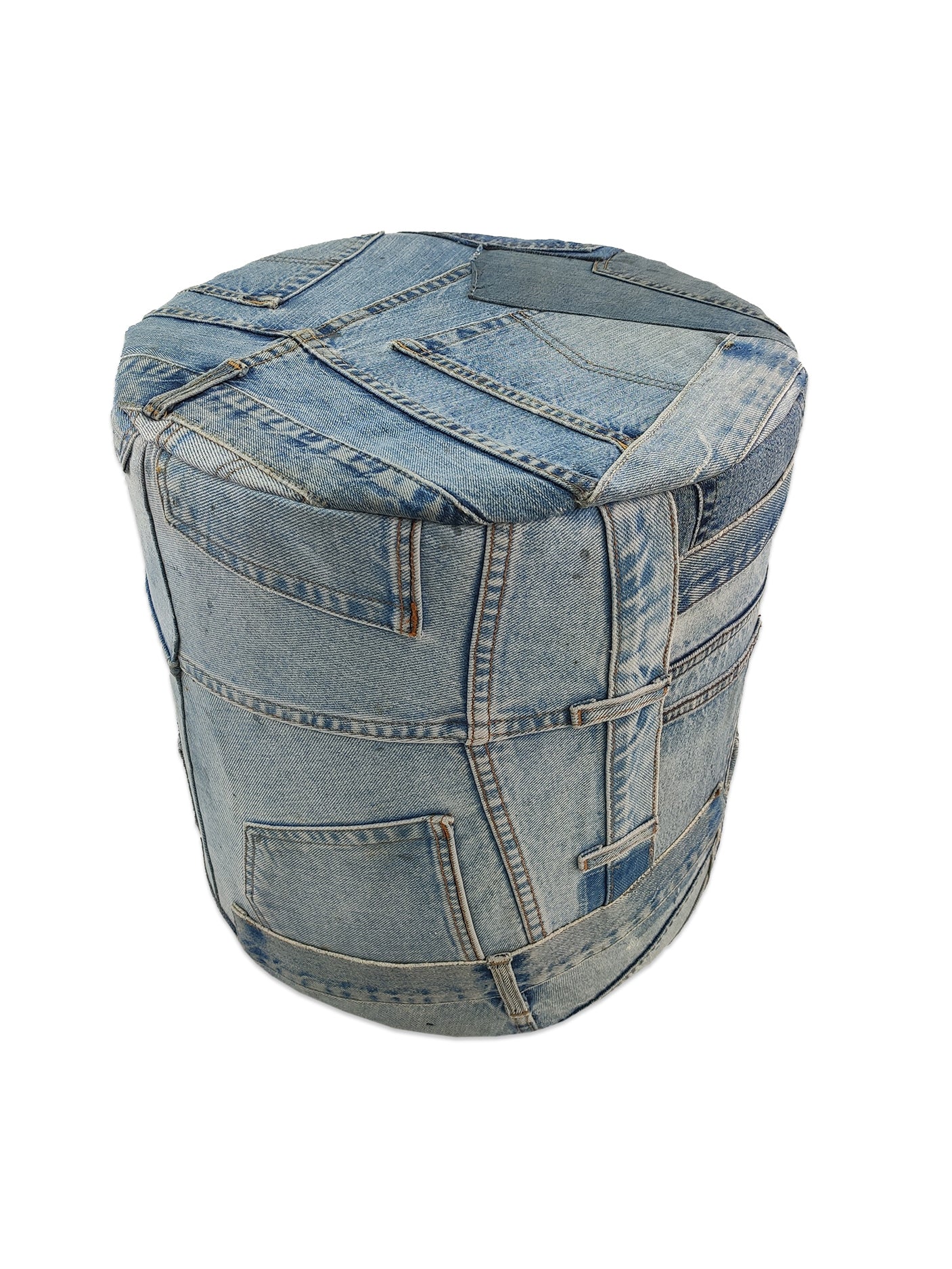 Denim Cylinderical Cotton Pouf PF-083