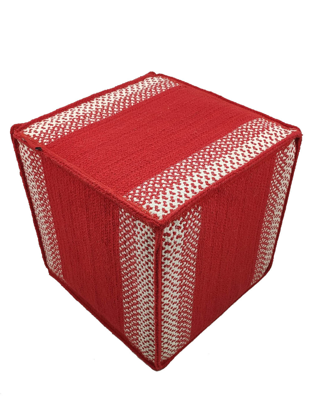 Cotton Pouf Red And White PF-001