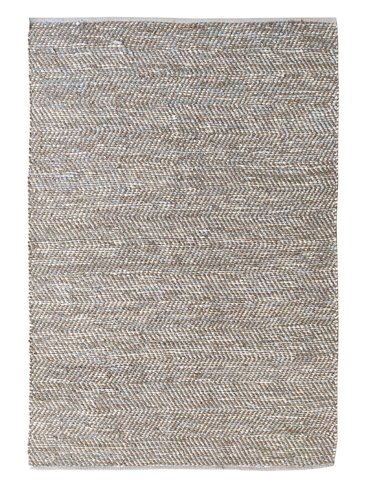 Stylish multi-color floor woven rug blending jute and leather materials