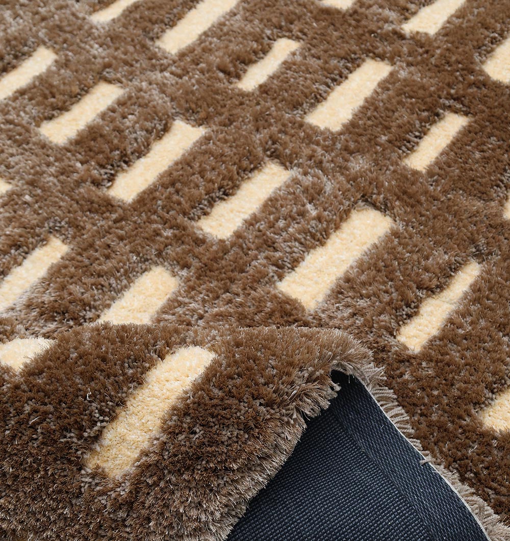Handmade soft and comfort shaggy rug SG-015 Brown & Beige color Rectangle area rug
