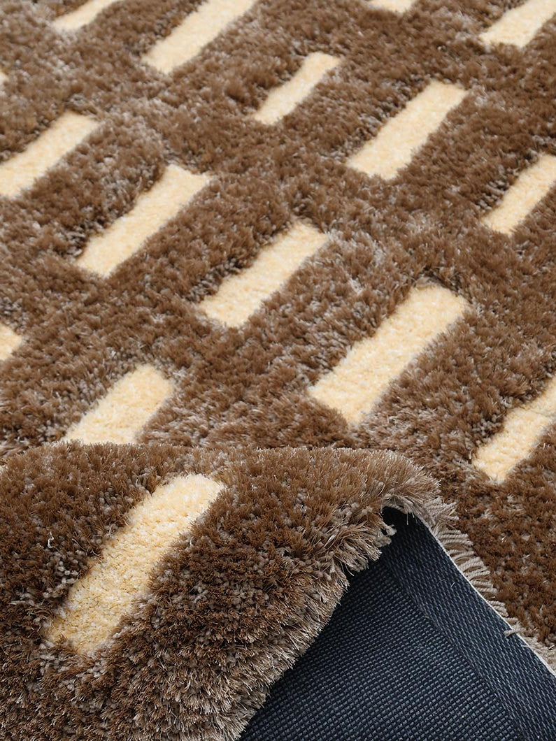 Handmade soft and comfort shaggy rug SG-015 Brown & Beige color Rectangle area rug