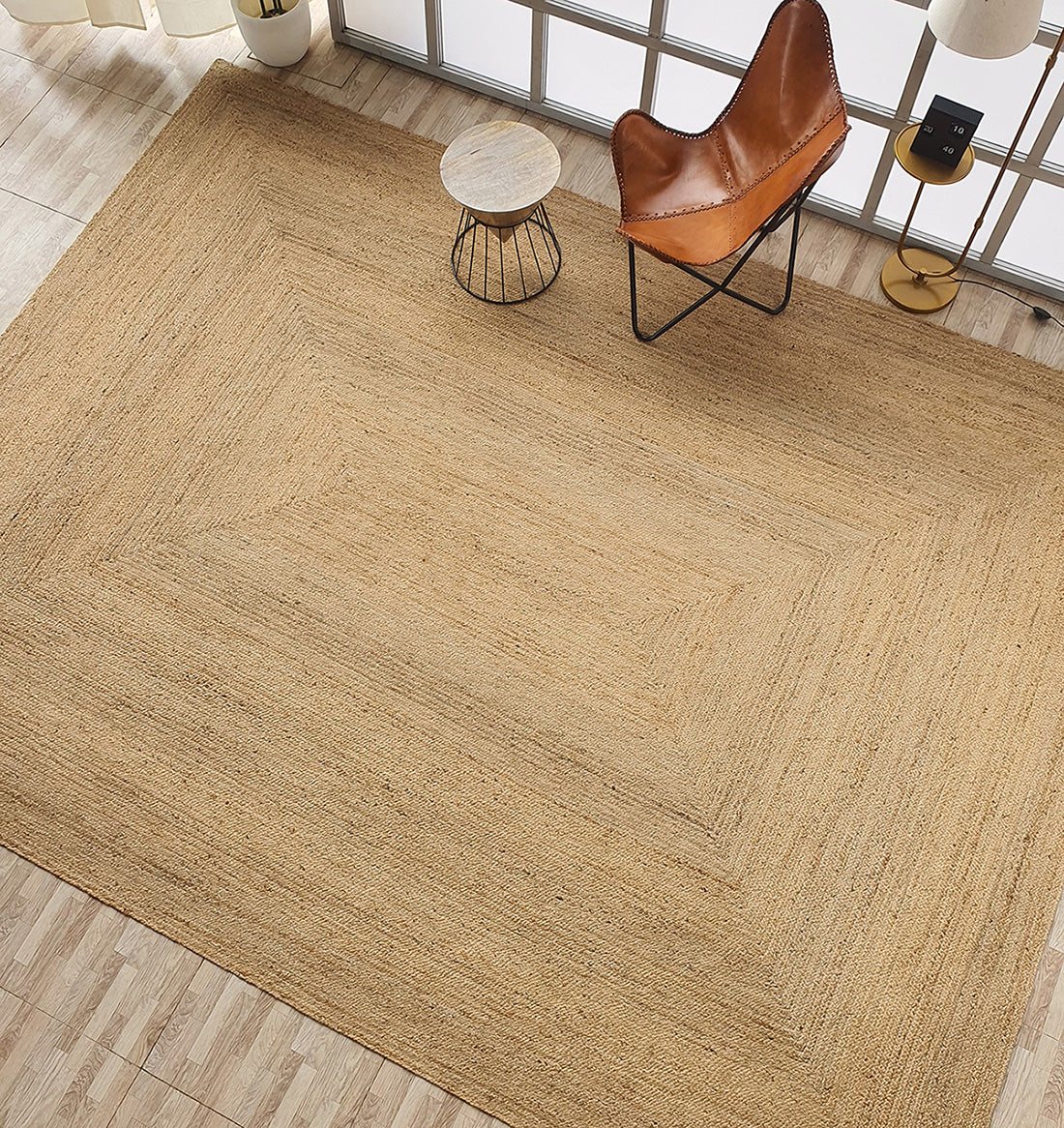 Handmade Natural Color Drawing Room Jute Floor Braided Rug - BR 046