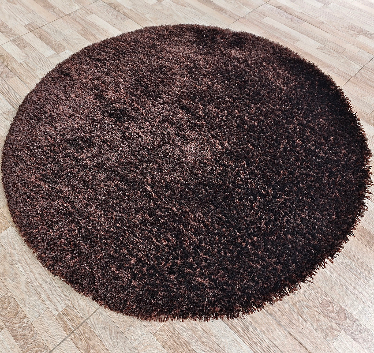 Fluffy Shaggy Round Shape Area Rug SG 04 - Brown
