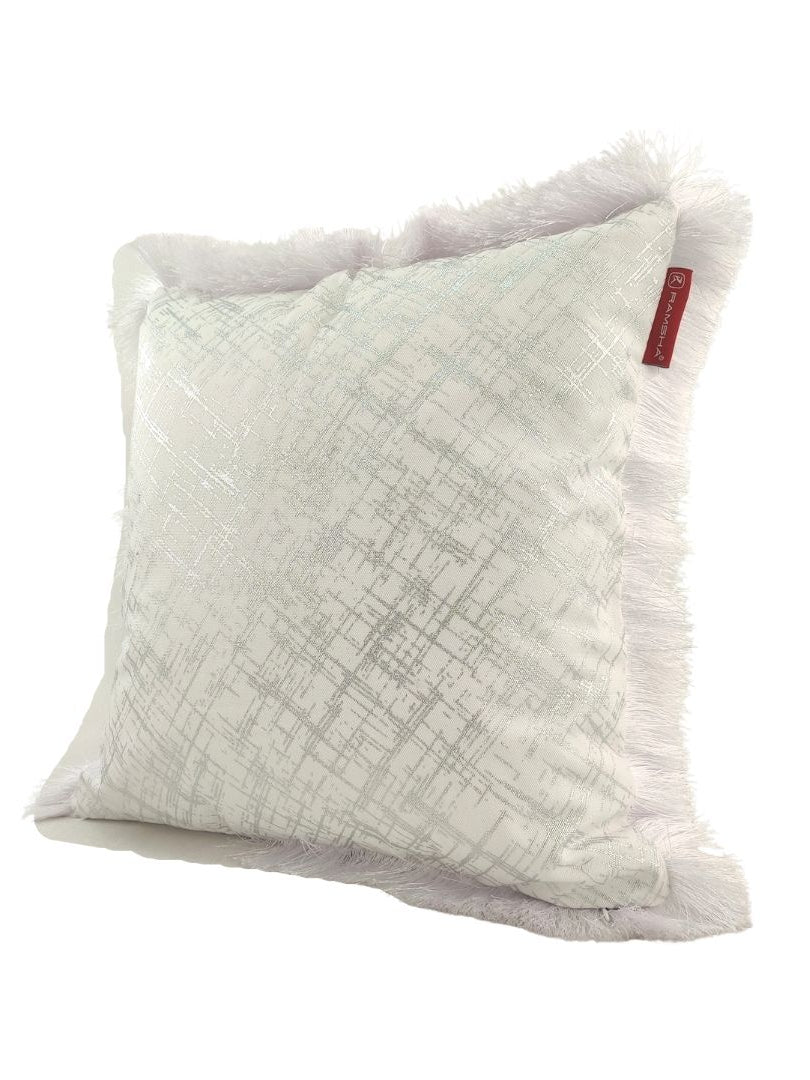 White & Silver Polyester Cushion CS-122