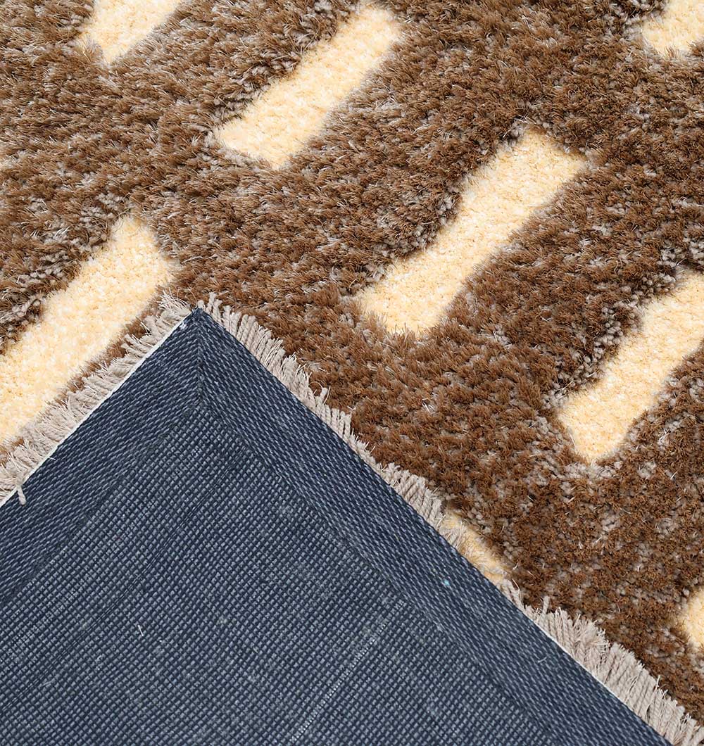 Handmade soft and comfort shaggy rug SG-015 Brown & Beige color Rectangle area rug