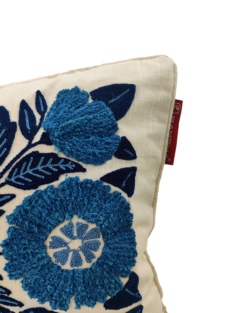 Blue Flower Embroidery Cushion CS-267