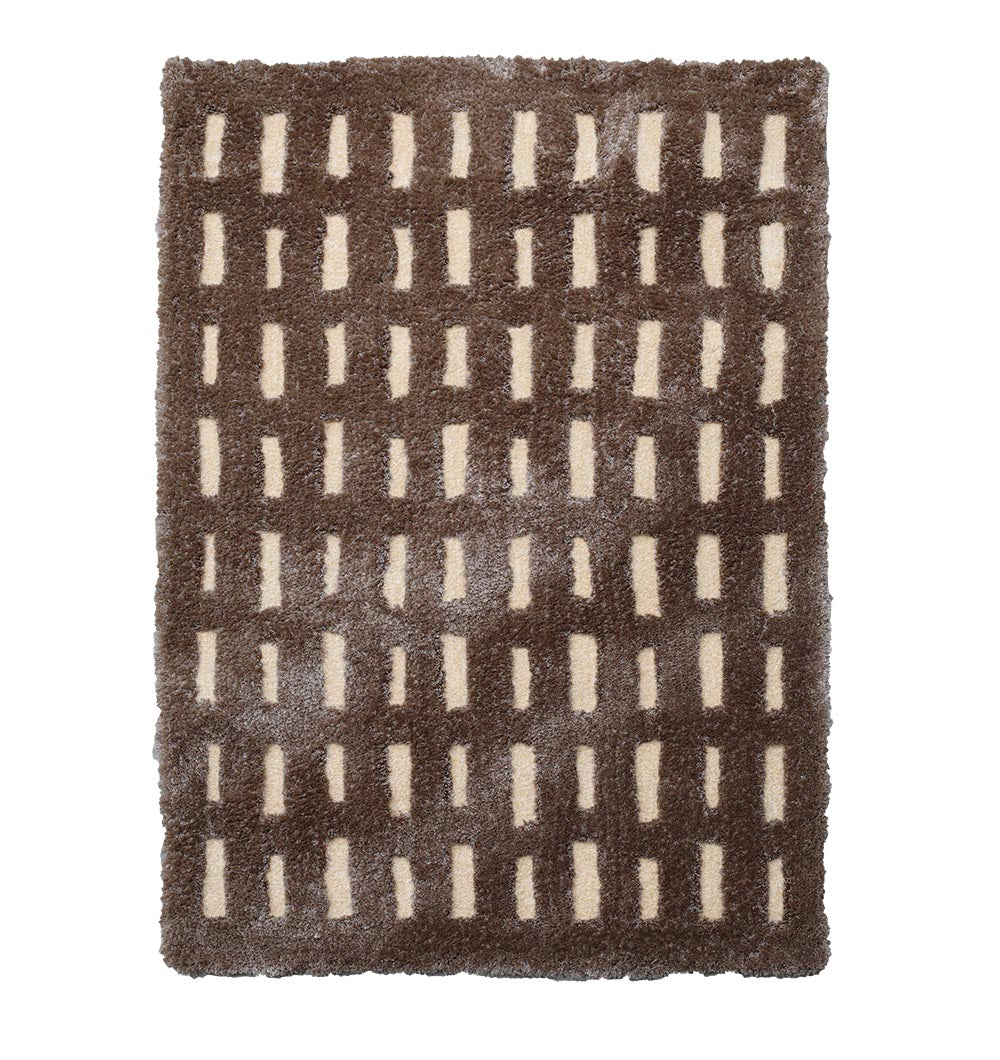 Handmade soft and comfort shaggy rug SG-015 Brown & Beige color Rectangle area rug