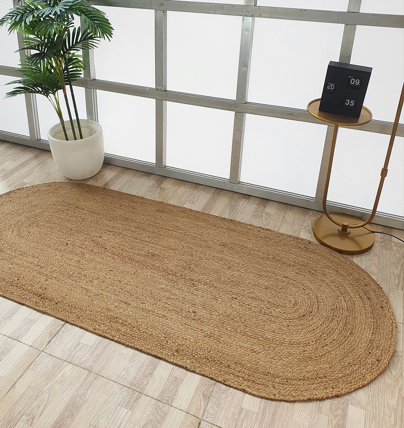 Handmade Natural Color Oval Shape Braided Rug - BR 036