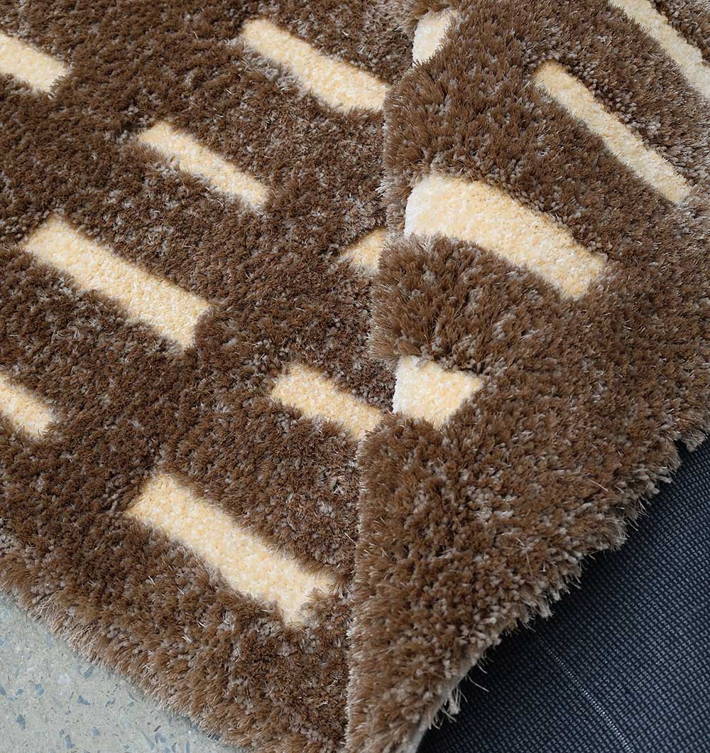 Handmade soft and comfort shaggy rug SG-015 Brown & Beige color Rectangle area rug