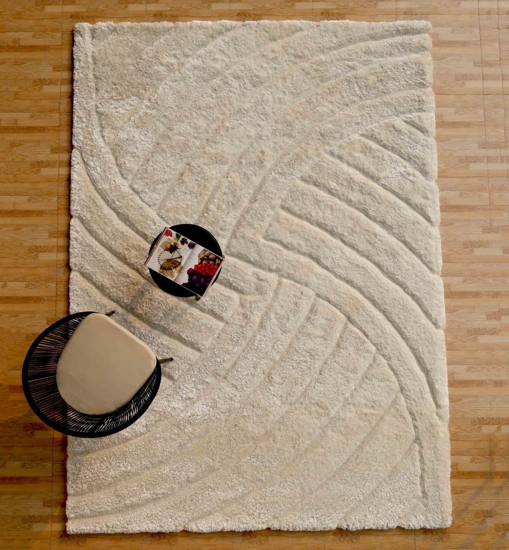 Textured White Shaggy Area Rug for Large Living Room - MP3D 07