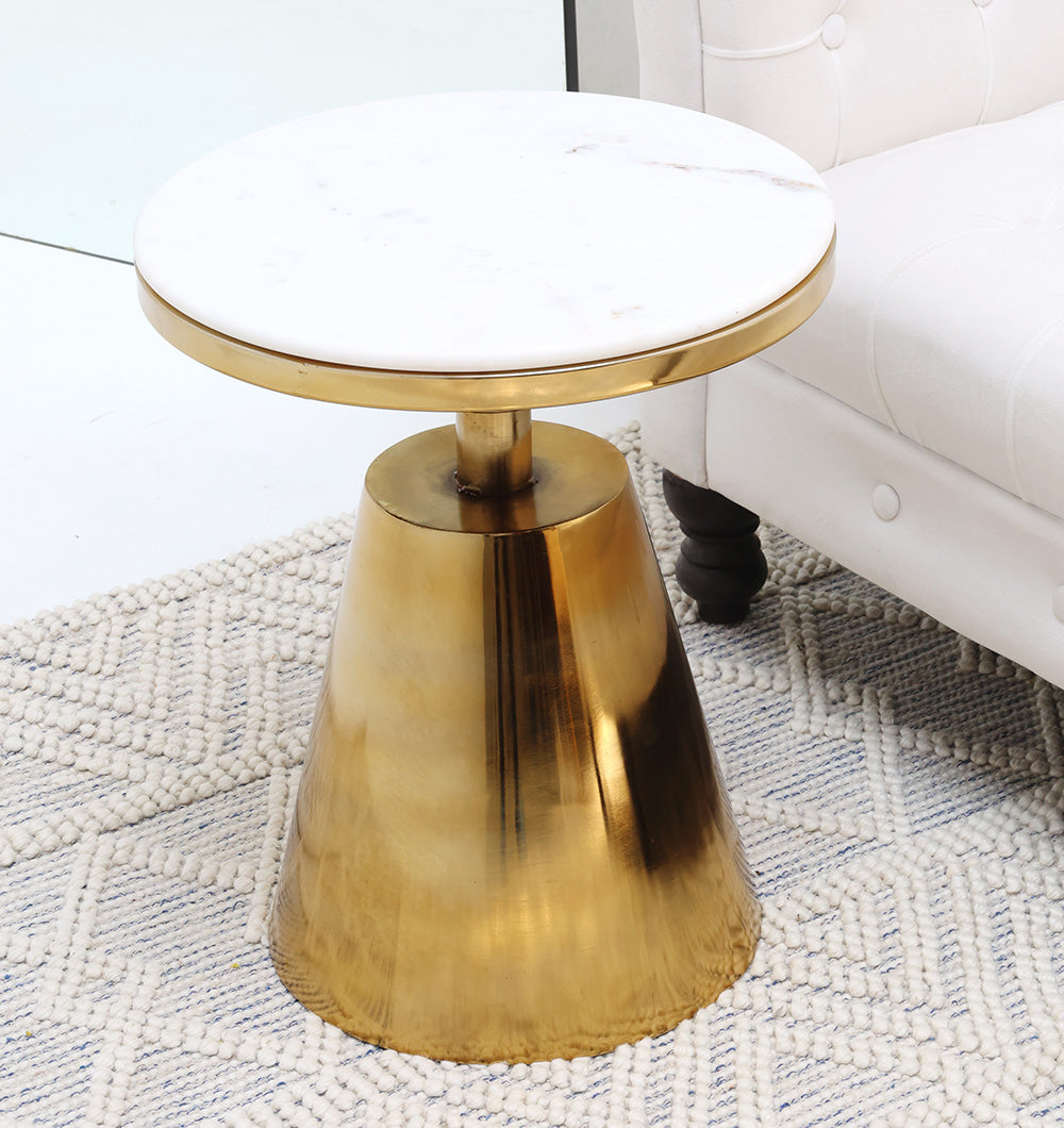 Aurelia Luxe Accent Table featuring a stunning marble top and gold finish, ideal for sophisticated interiors.