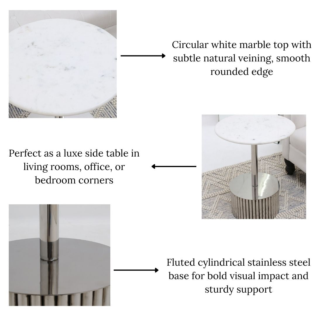 Luna Polished Marble & Steel Coffee Table.