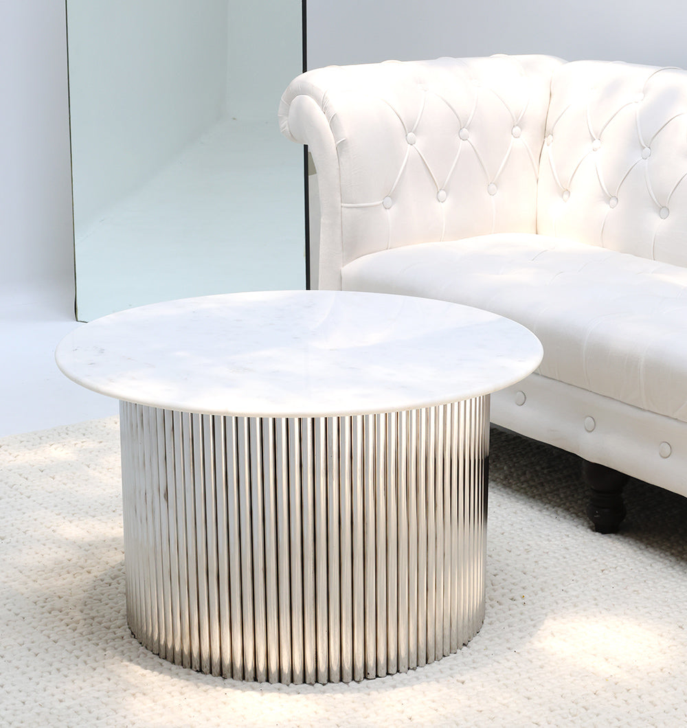 Luna Polished Marble & Steel Coffee Table.