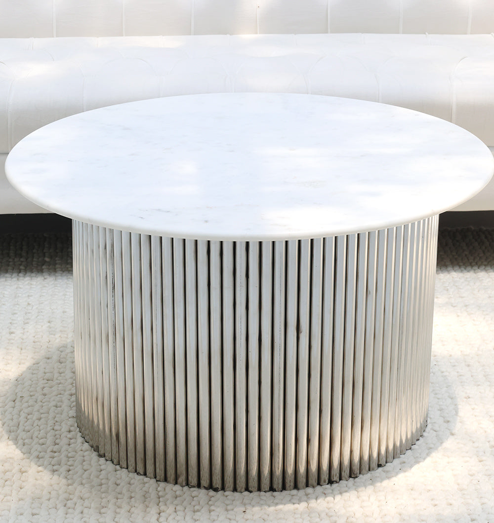 Luna Polished Marble & Steel Coffee Table.