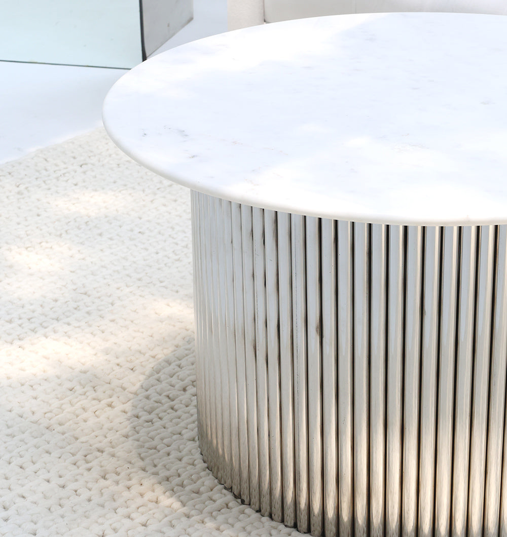 Luna Polished Marble & Steel Coffee Table.
