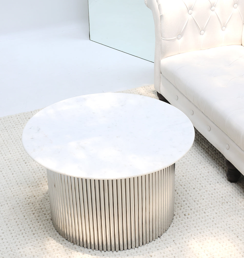 Luna Polished Marble & Steel Coffee Table.
