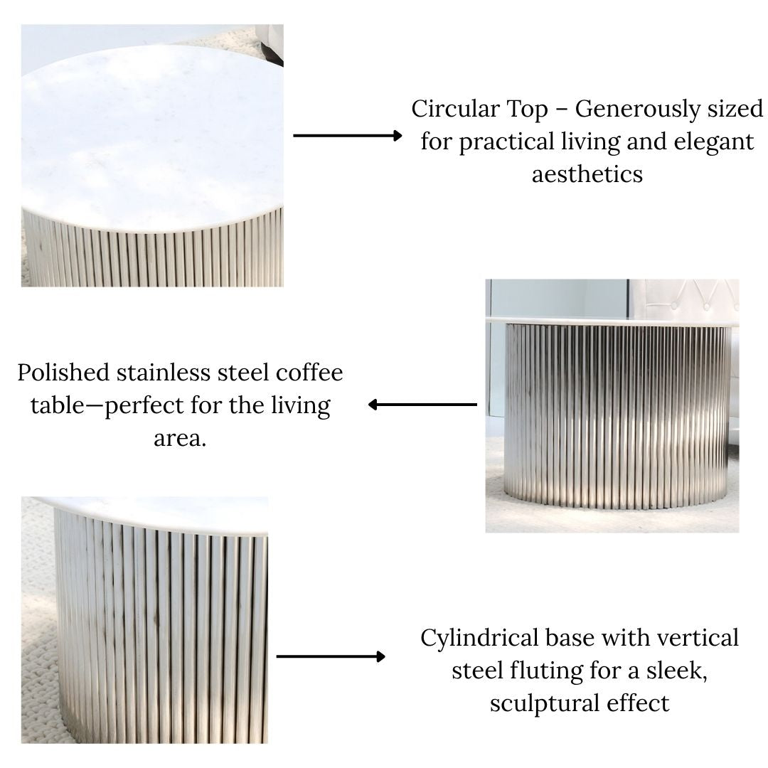 Luna Polished Marble & Steel Coffee Table.