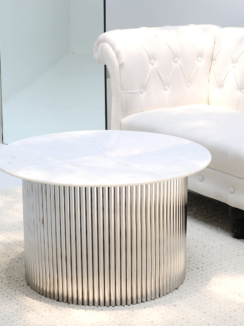 Luna Polished Marble & Steel Coffee Table.