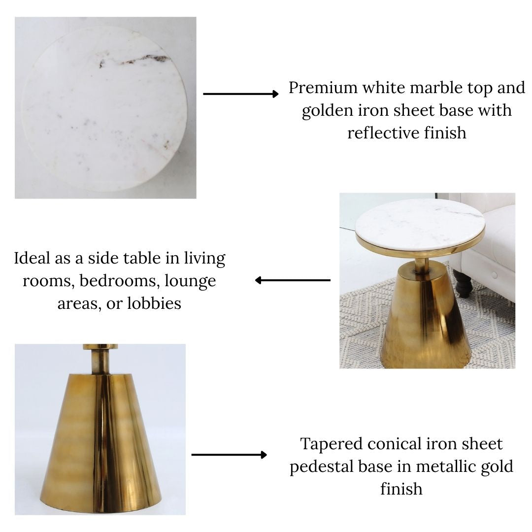Graphic detailing the functional features and superior quality of the handmade 70% Marble and 30% Iron Sheet material.