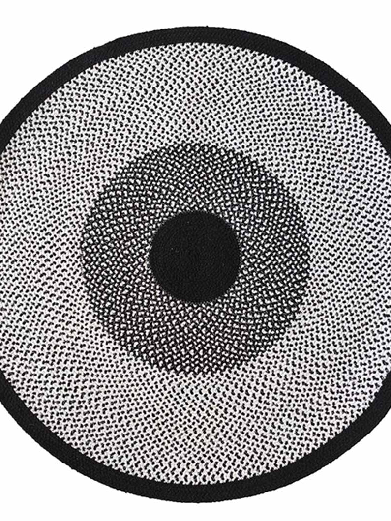 Braided Cotton Black & White Round Rug for Home Decoration BR-010