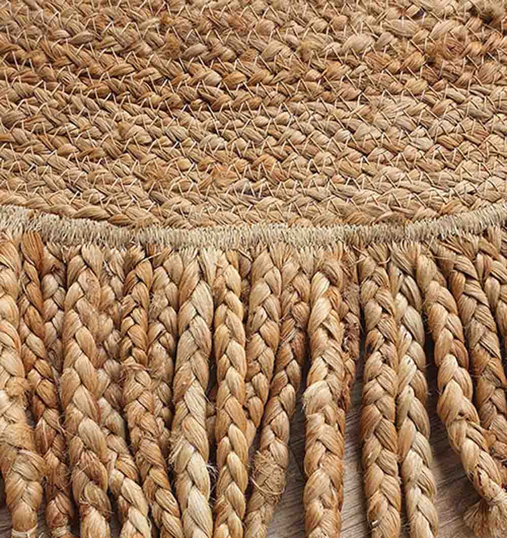 Natural Jute Braided Rug With Fringes BR-015