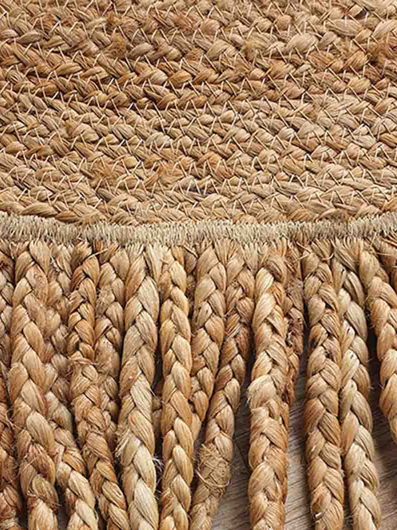 Natural Jute Braided Rug With Fringes BR-015