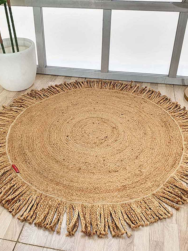 Natural Jute Braided Rug With Fringes BR-015