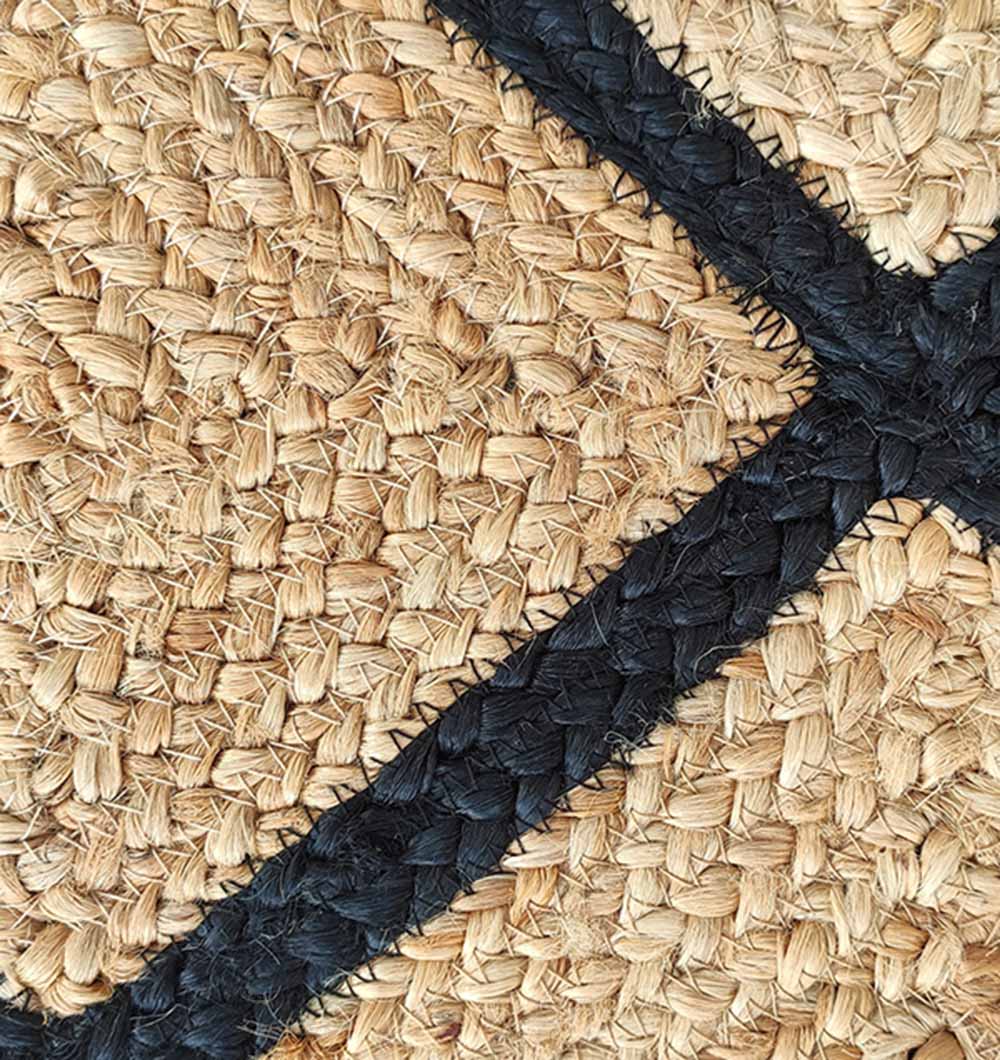 Jute Rectangular Rug Natural And Black BR-034