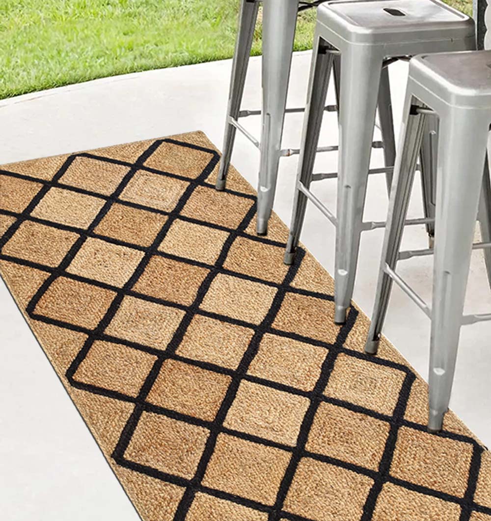 Jute Rectangular Rug Natural And Black BR-034