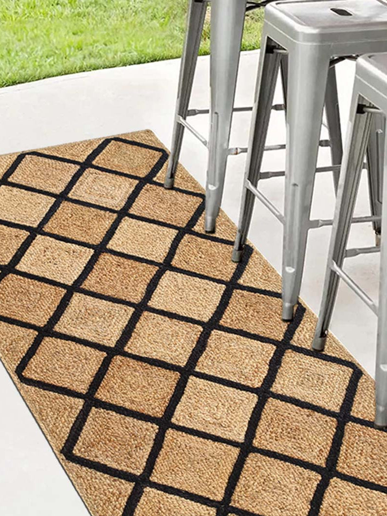 Jute Rectangular Rug Natural And Black BR-034