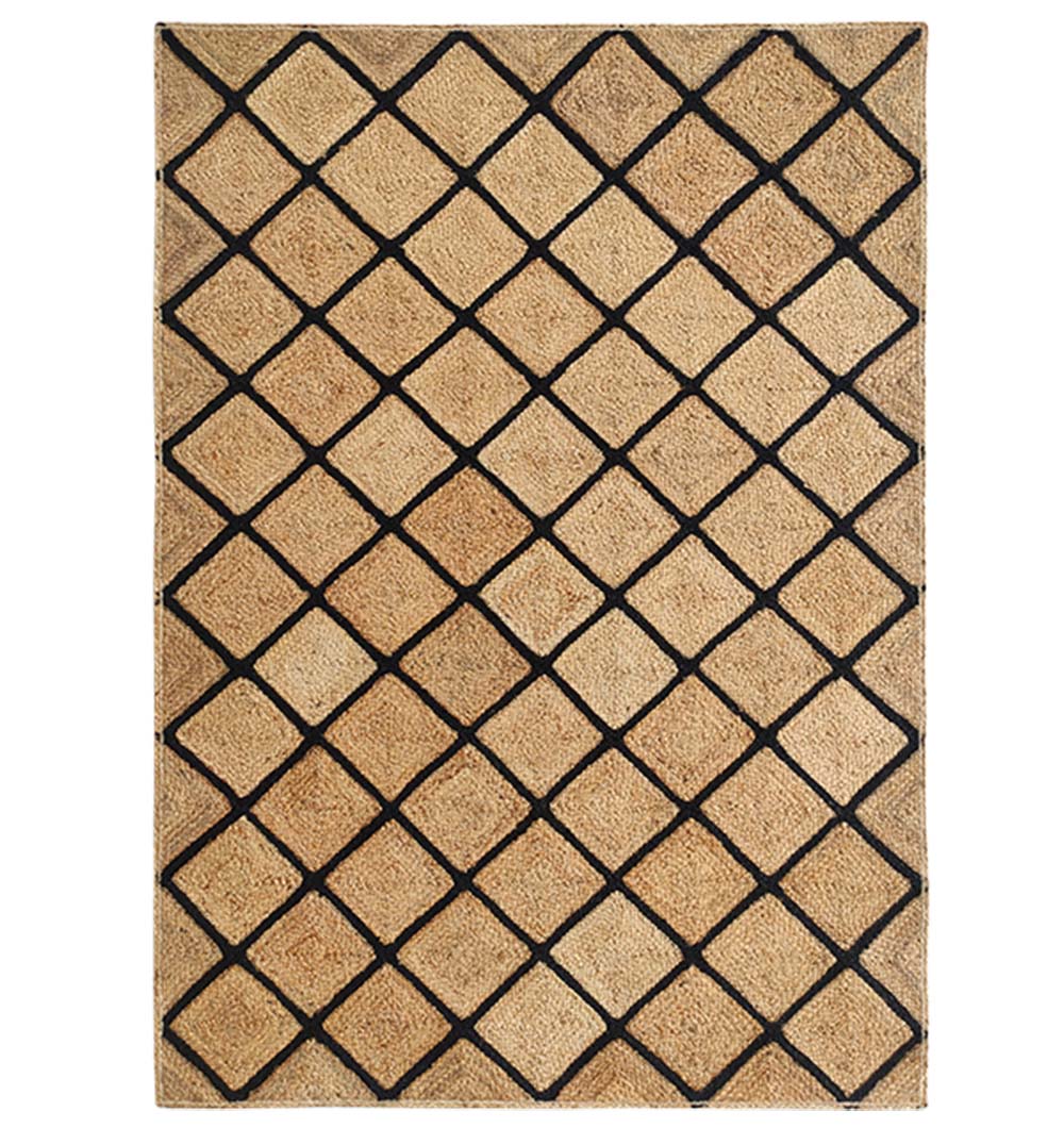 Jute Rectangular Rug Natural And Black BR-034