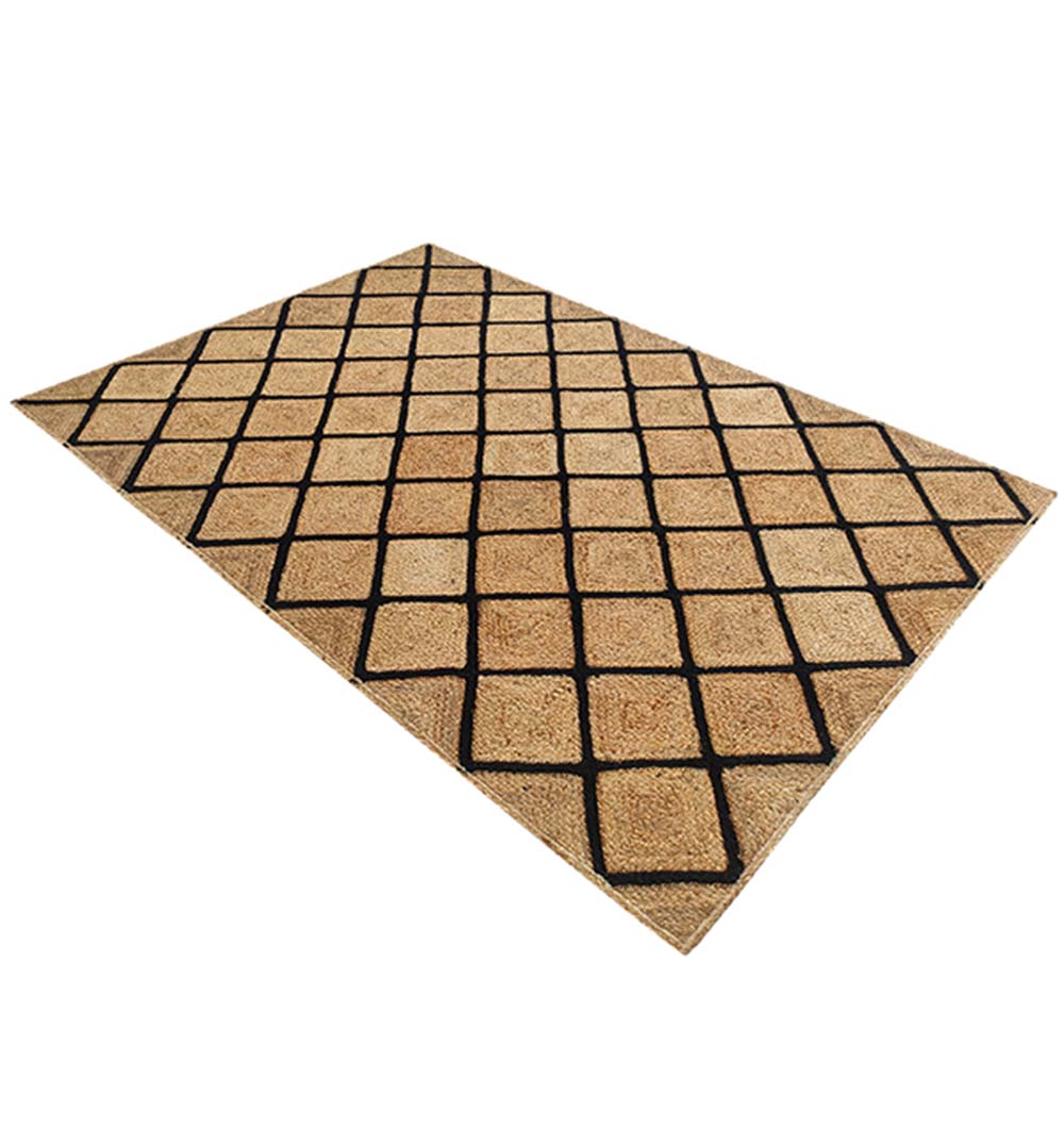 Jute Rectangular Rug Natural And Black BR-034