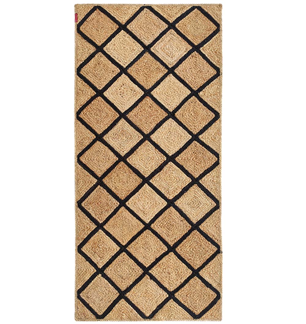 Jute Rectangular Rug Natural And Black BR-034