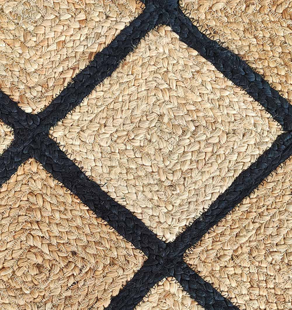 Jute Rectangular Rug Natural And Black BR-034