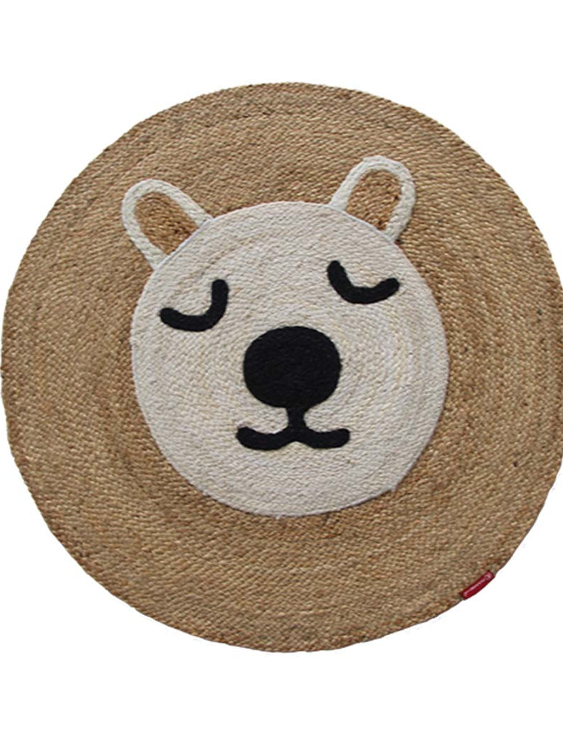 Bear Shaped Jute Braided Rug Black & Natural BR-048