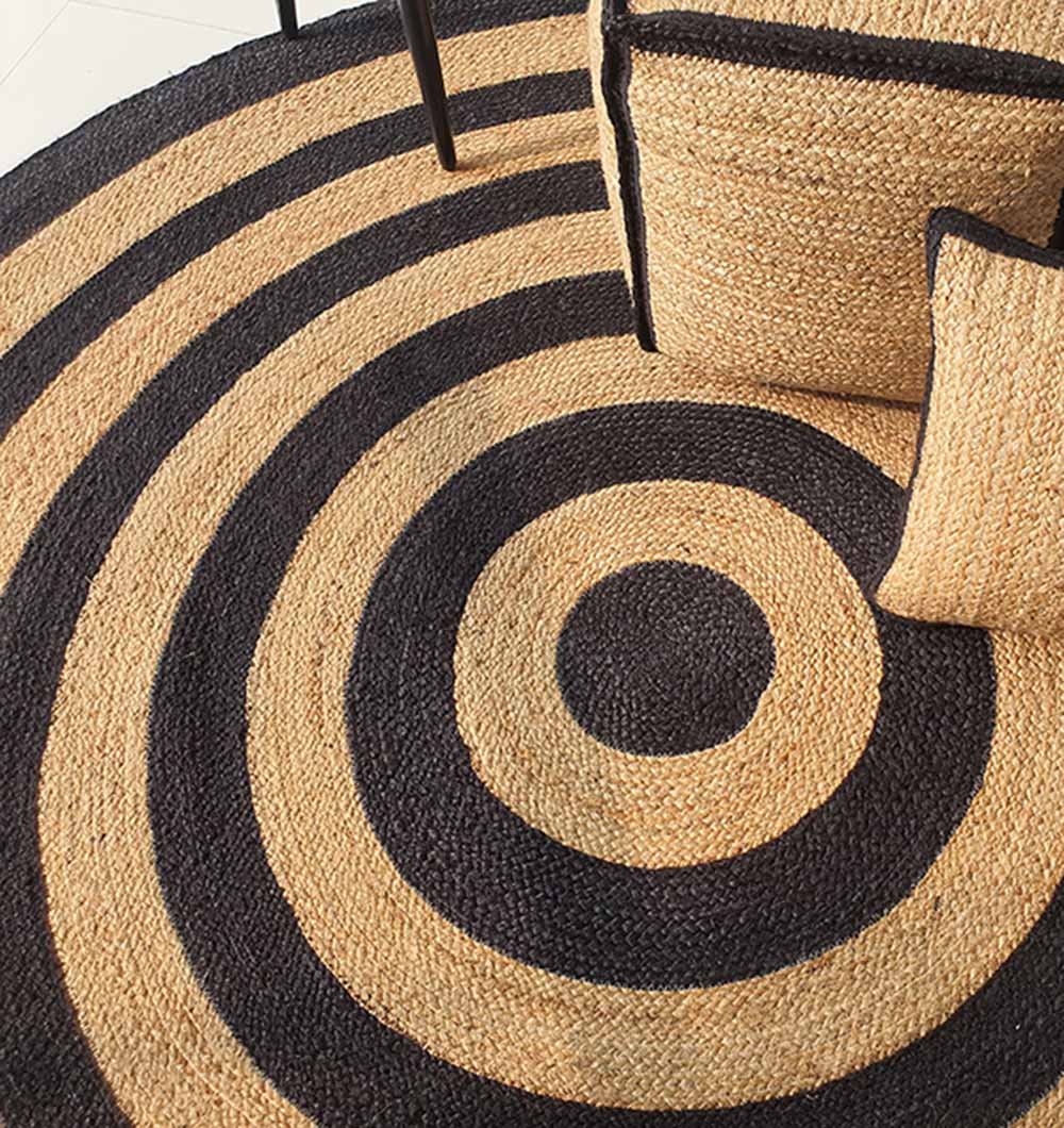 Jute Rug Natural And Black Rug Br-058