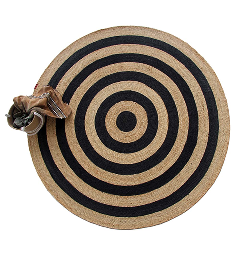 Jute Rug Natural And Black Rug Br-058