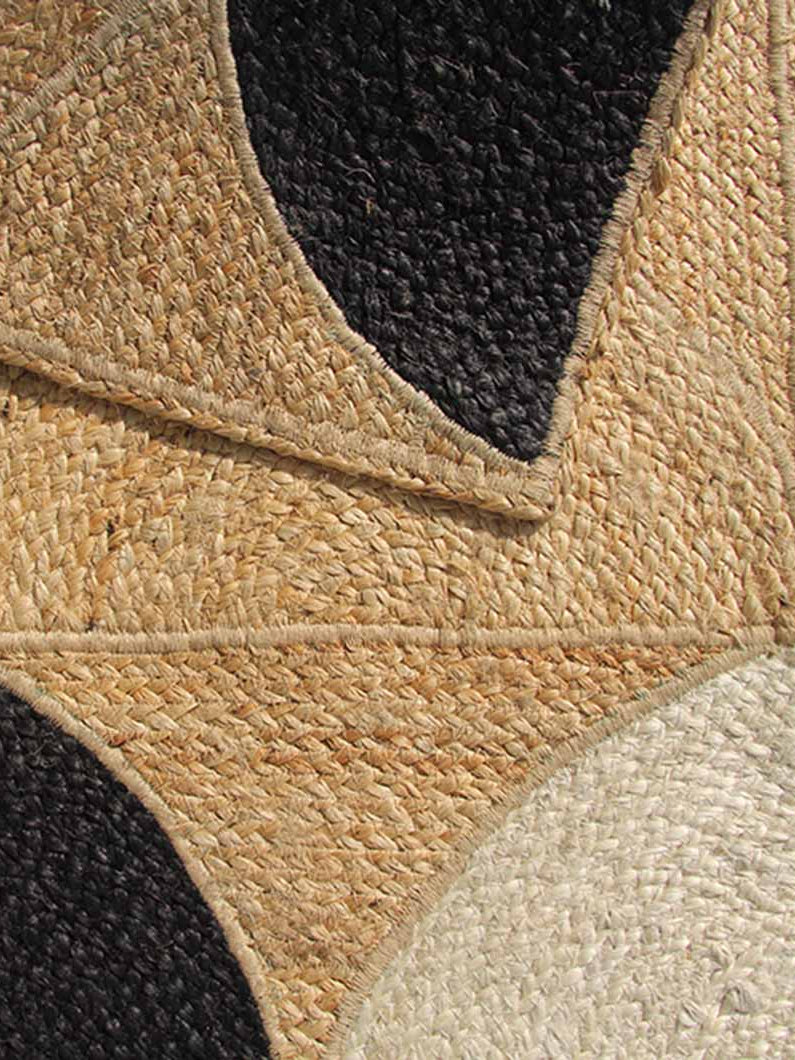 Natural And Black Jute Rug Rectangle BR-070