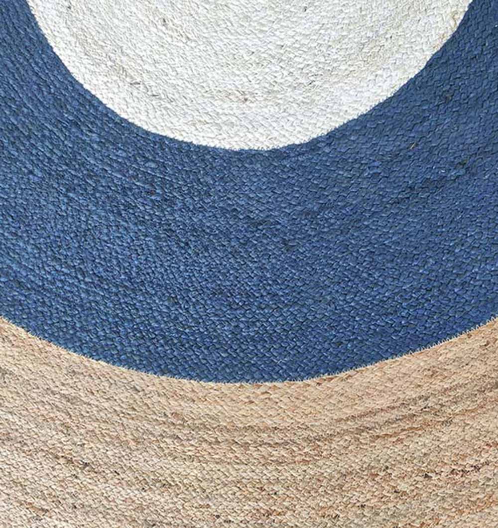 Round Jute Rug Blue And Natural BR-074