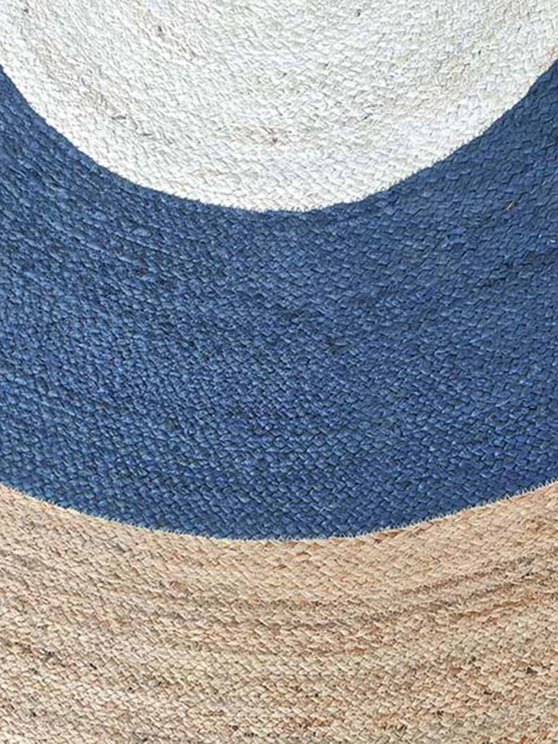 Round Jute Rug Blue And Natural BR-074