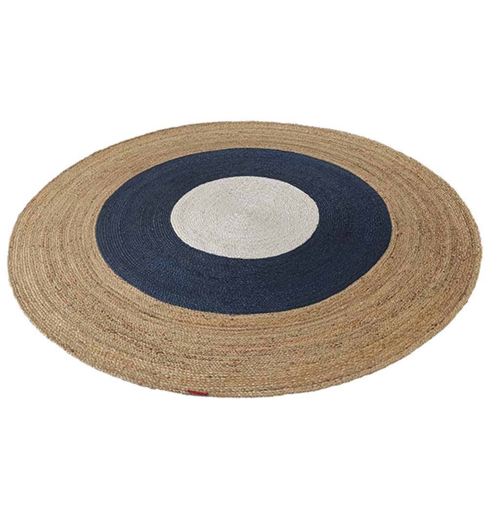 Round Jute Rug Blue And Natural BR-074