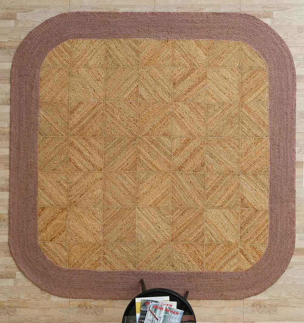 Natural & Rust Color Braided Outdoor Rug - BR 094