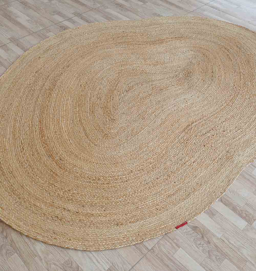 Unique Shape Natural Jute Rug – Handmade Woven Eco Decor Carpet BR-097