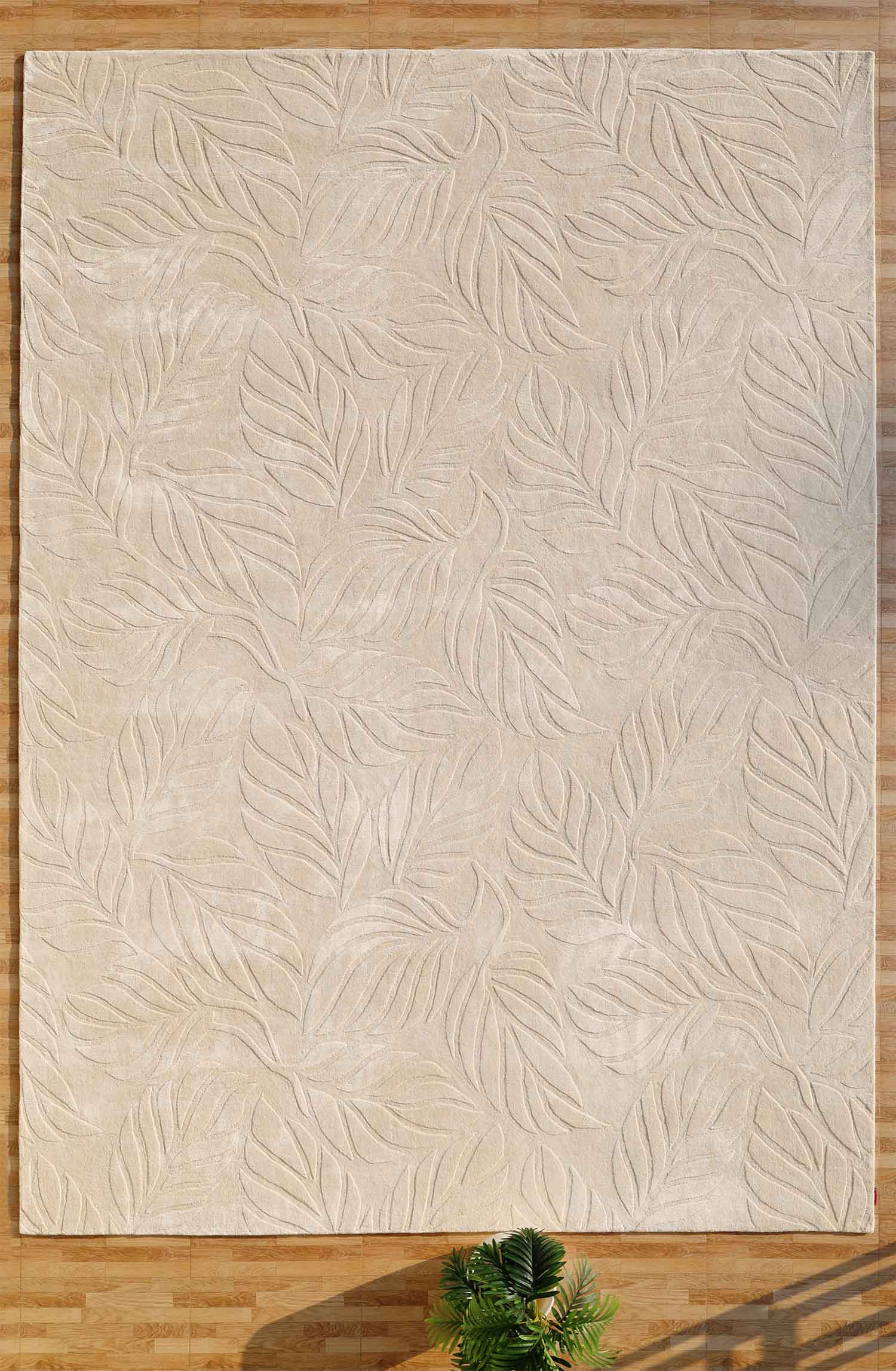 Luxurious Bamboo Silk & Cotton White Color Handmade Rug  HTB-09